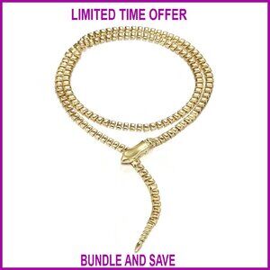 Chunky Rhinestone Snake Choker Necklace Bendable Waist Belt 40.7"
